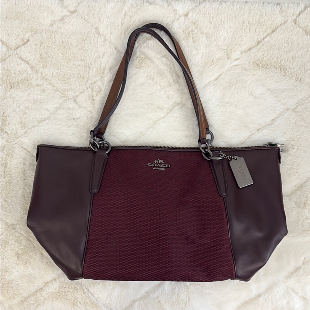 Women’s Purse, Coach New York F57246 LEGACY Jacquard, Maroon, Leather